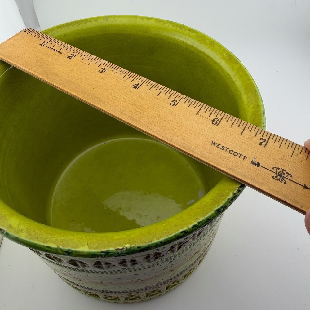 Aldo Londi Bitossi Large 6" Planter Green Excellent Mid Century Geometric Boho - Picture 8 of 8
